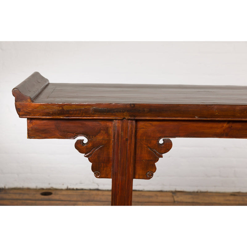 Chinese Late Qing Dynasty Altar Console Table with Lateral Pierced Tree Motifs-YN2114-10. Asian & Chinese Furniture, Art, Antiques, Vintage Home Décor for sale at FEA Home