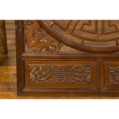 Chinese Late Qing Dynasty Fretwork Panel with Phoenix, Bats and Geometric Maze-10. Asian & Chinese Furniture, Art, Antiques, Vintage Home Décor for sale at FEA Home