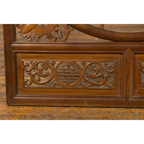 Chinese Late Qing Dynasty Fretwork Panel with Phoenix, Bats and Geometric Maze-12. Asian & Chinese Furniture, Art, Antiques, Vintage Home Décor for sale at FEA Home