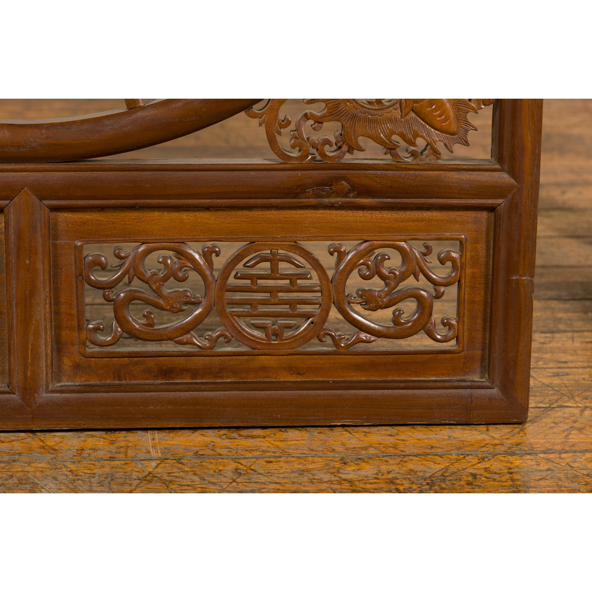 Chinese Late Qing Dynasty Fretwork Panel with Phoenix, Bats and Geometric Maze-13. Asian &amp; Chinese Furniture, Art, Antiques, Vintage Home Décor for sale at FEA Home