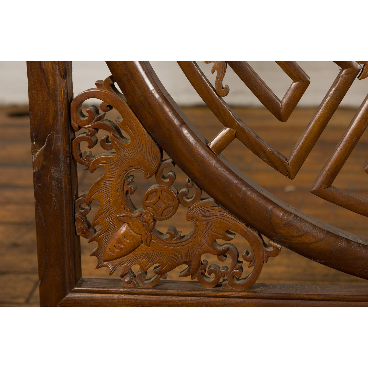 Chinese Late Qing Dynasty Fretwork Panel with Phoenix, Bats and Geometric Maze-16. Asian &amp; Chinese Furniture, Art, Antiques, Vintage Home Décor for sale at FEA Home