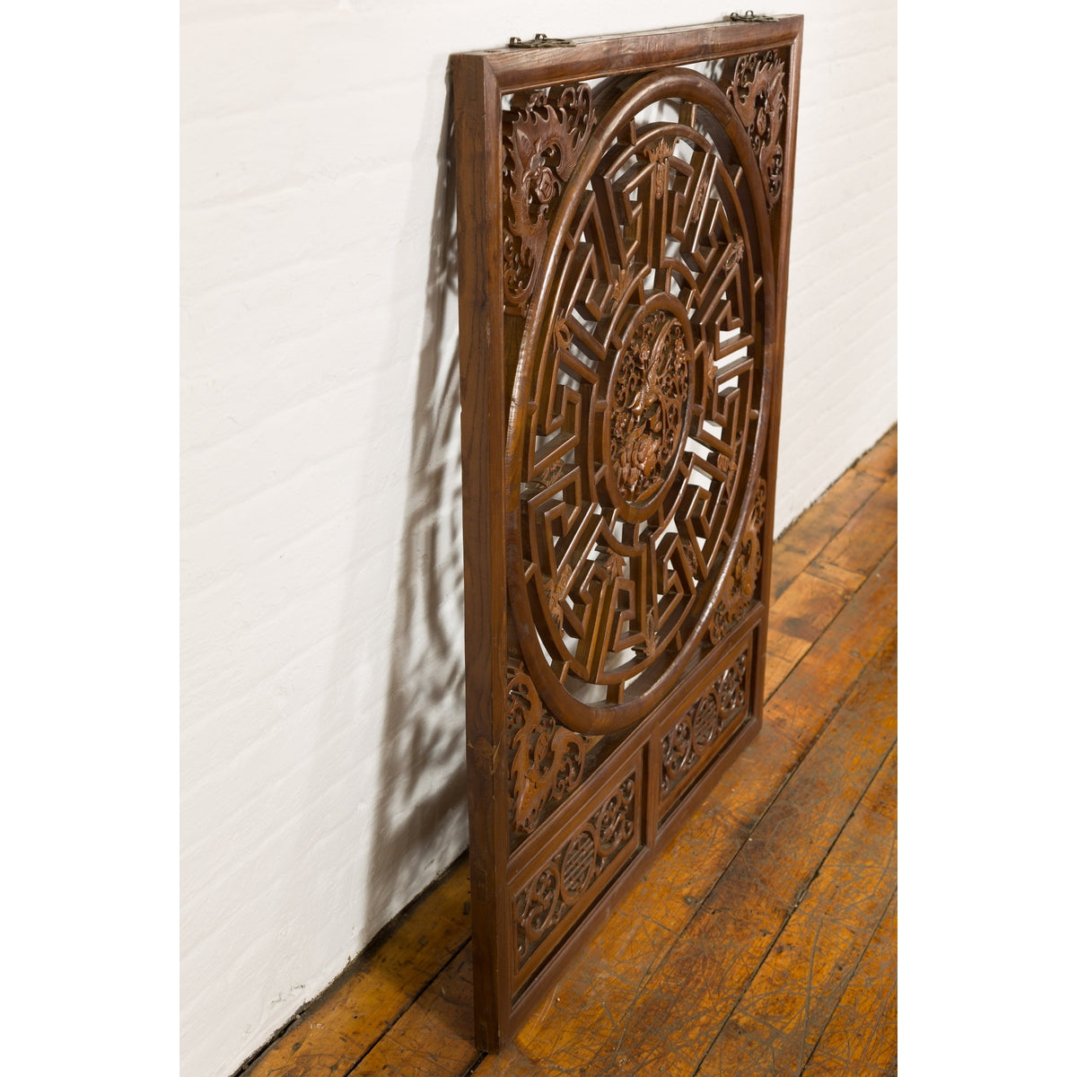 Chinese Late Qing Dynasty Fretwork Panel with Phoenix, Bats and Geometric Maze-18. Asian &amp; Chinese Furniture, Art, Antiques, Vintage Home Décor for sale at FEA Home