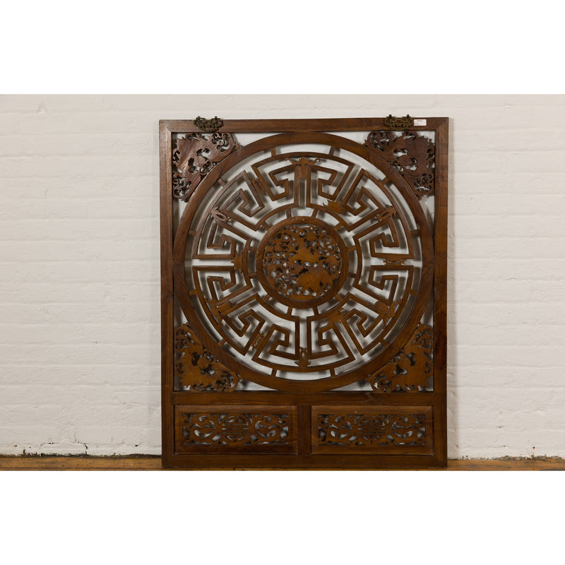 Chinese Late Qing Dynasty Fretwork Panel with Phoenix, Bats and Geometric Maze-YN2322-20. Asian & Chinese Furniture, Art, Antiques, Vintage Home Décor for sale at FEA Home