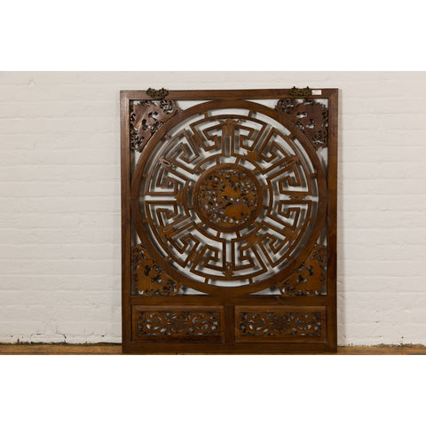 Chinese Late Qing Dynasty Fretwork Panel with Phoenix, Bats and Geometric Maze-20. Asian & Chinese Furniture, Art, Antiques, Vintage Home Décor for sale at FEA Home