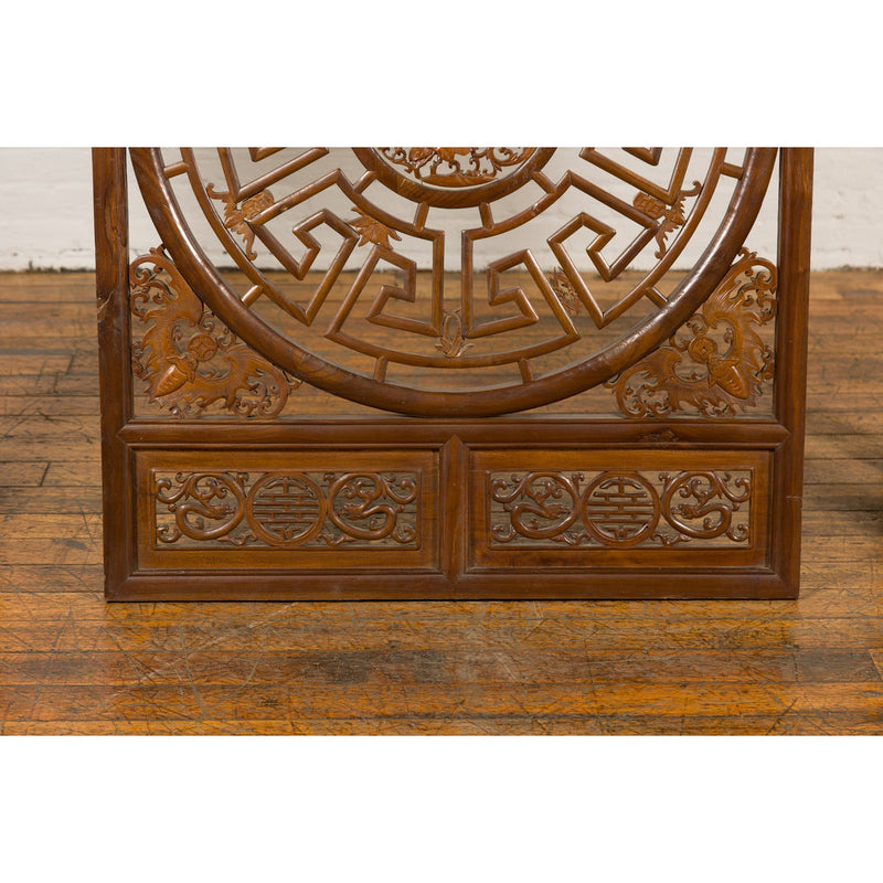 Chinese Late Qing Dynasty Fretwork Panel with Phoenix, Bats and Geometric Maze-YN2322-5. Asian & Chinese Furniture, Art, Antiques, Vintage Home Décor for sale at FEA Home