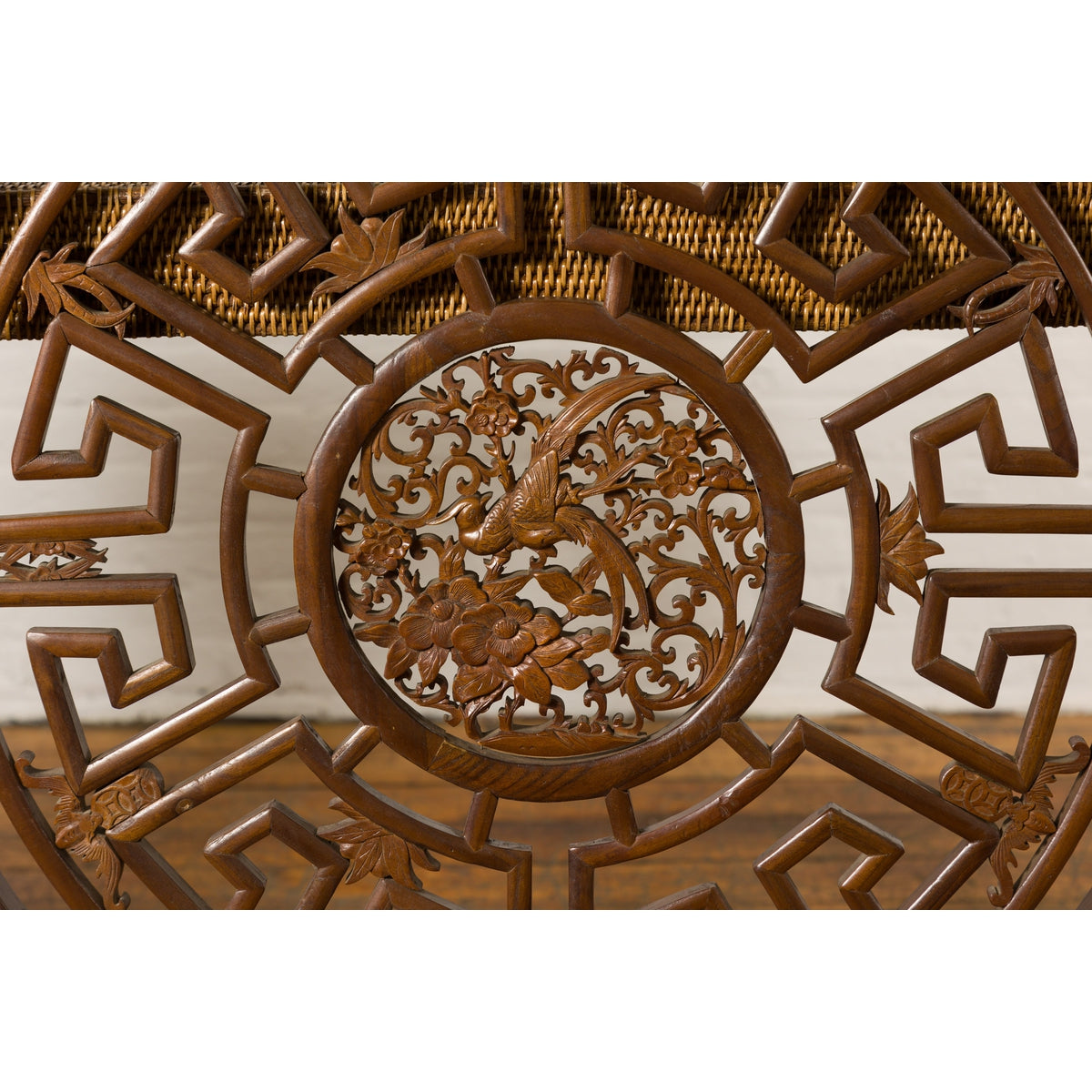 Chinese Late Qing Dynasty Fretwork Panel with Phoenix, Bats and Geometric Maze-6. Asian &amp; Chinese Furniture, Art, Antiques, Vintage Home Décor for sale at FEA Home