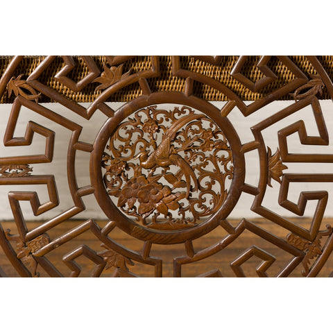 Chinese Late Qing Dynasty Fretwork Panel with Phoenix, Bats and Geometric Maze-6. Asian & Chinese Furniture, Art, Antiques, Vintage Home Décor for sale at FEA Home