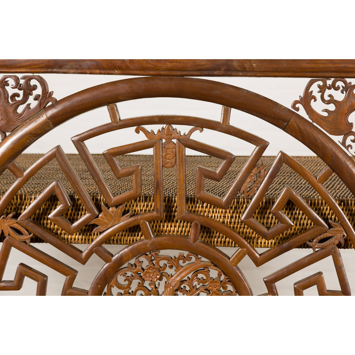 Chinese Late Qing Dynasty Fretwork Panel with Phoenix, Bats and Geometric Maze-9. Asian &amp; Chinese Furniture, Art, Antiques, Vintage Home Décor for sale at FEA Home