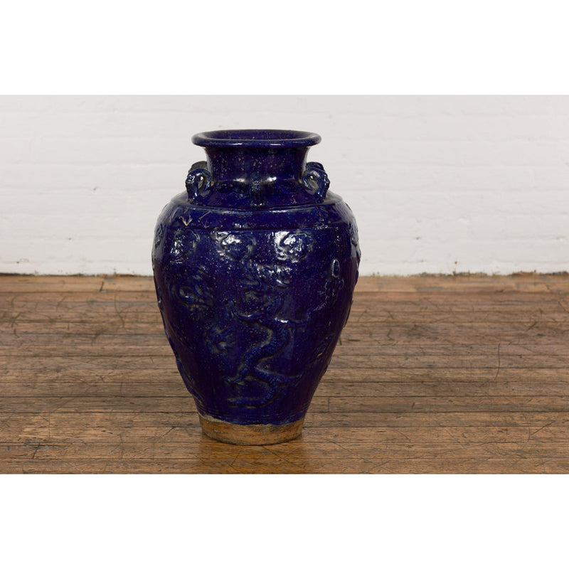 19th Century Qing Dynasty Chinese Cobalt Blue Martaban Jar with Dragon Motif-YN2377-14. Asian & Chinese Furniture, Art, Antiques, Vintage Home Décor for sale at FEA Home