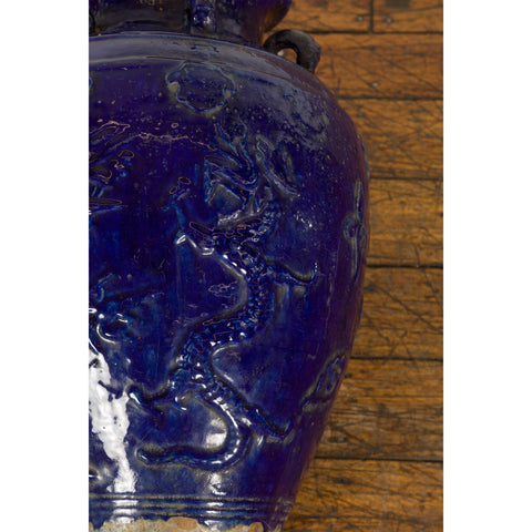 19th Century Qing Dynasty Chinese Cobalt Blue Martaban Jar with Dragon Motif-YN2377-18. Asian & Chinese Furniture, Art, Antiques, Vintage Home Décor for sale at FEA Home