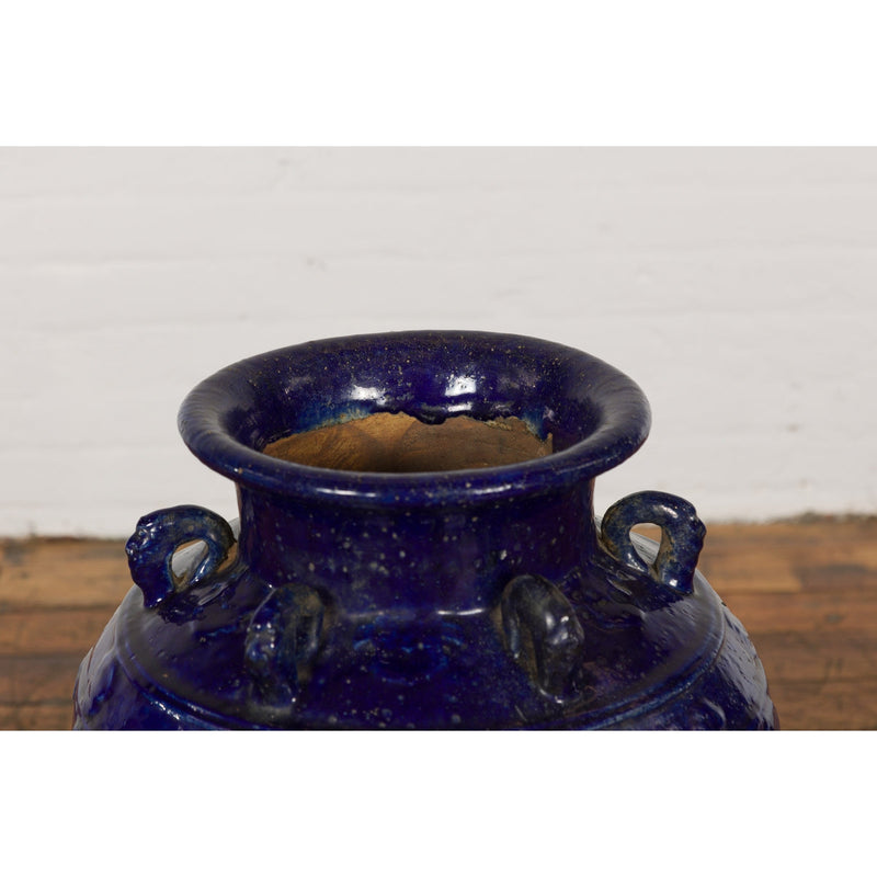 19th Century Qing Dynasty Chinese Cobalt Blue Martaban Jar with Dragon Motif-YN2377-4. Asian & Chinese Furniture, Art, Antiques, Vintage Home Décor for sale at FEA Home