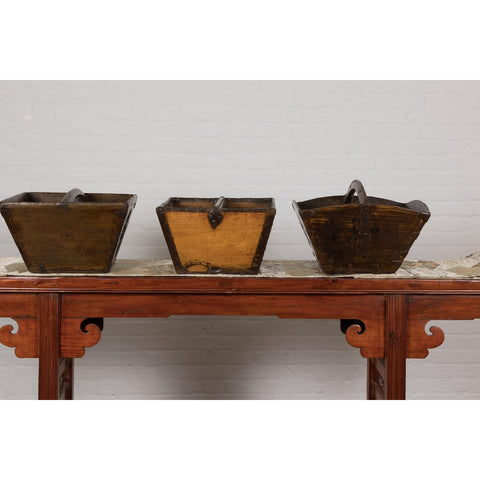 Wooden Chinese Vintage Rice Baskets, Sold Each-YN2397-13. Asian & Chinese Furniture, Art, Antiques, Vintage Home Décor for sale at FEA Home