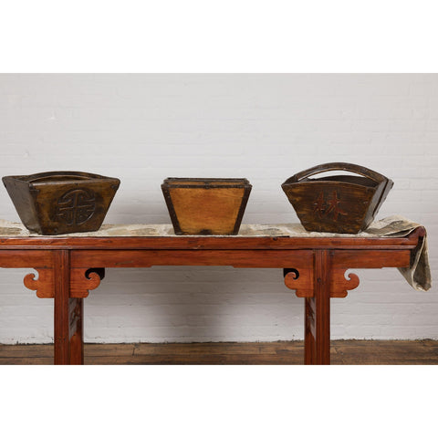 Wooden Chinese Vintage Rice Baskets, Sold Each-YN2397-7. Asian & Chinese Furniture, Art, Antiques, Vintage Home Décor for sale at FEA Home