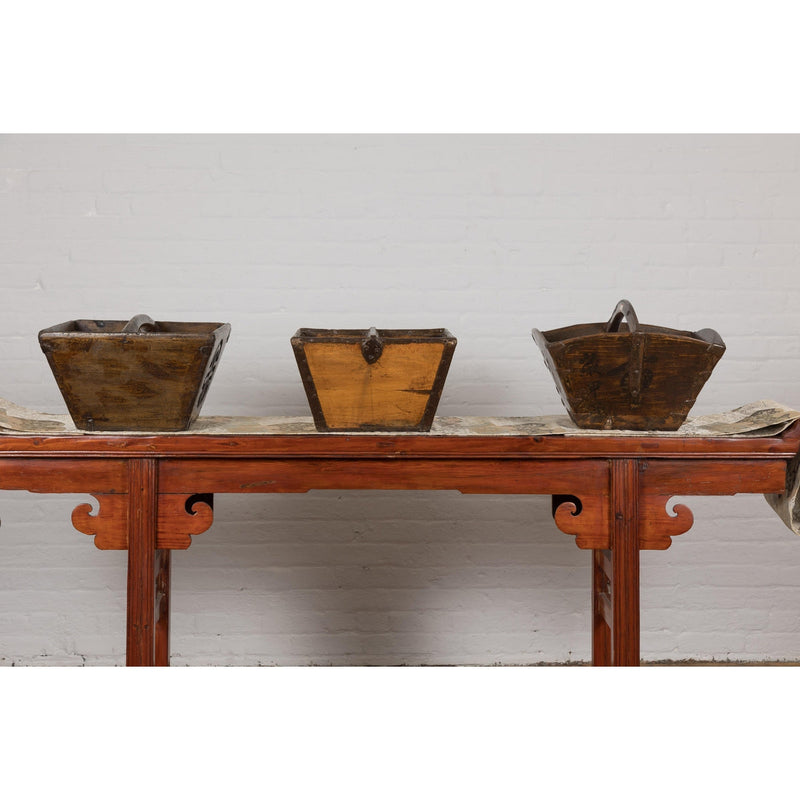 Wooden Chinese Vintage Rice Baskets, Sold Each-YN2397-8. Asian & Chinese Furniture, Art, Antiques, Vintage Home Décor for sale at FEA Home