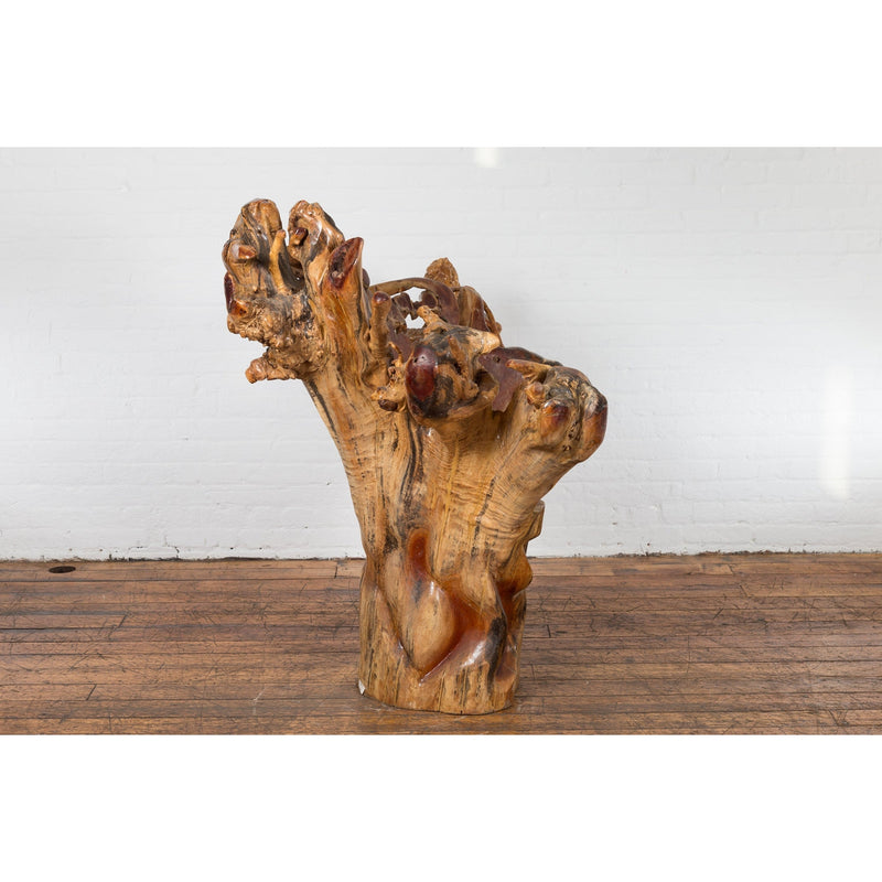 Vintage Chinese Hand Crafted Camphor Wood Root Chair with Light Varnish-YN2455-14. Asian & Chinese Furniture, Art, Antiques, Vintage Home Décor for sale at FEA Home