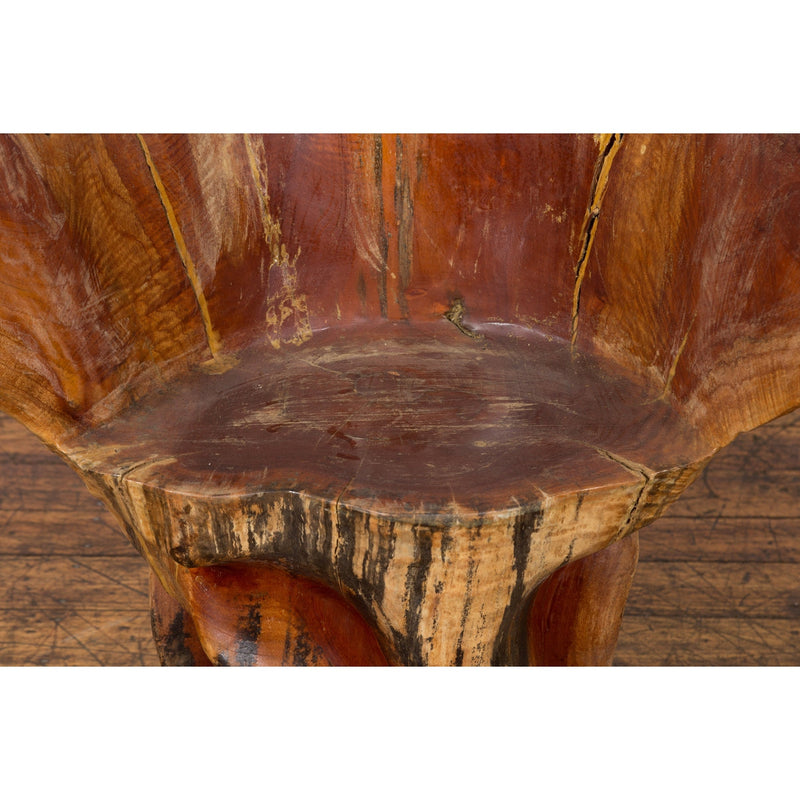 Vintage Chinese Hand Crafted Camphor Wood Root Chair with Light Varnish-YN2455-7. Asian & Chinese Furniture, Art, Antiques, Vintage Home Décor for sale at FEA Home