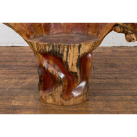 Vintage Chinese Hand Crafted Camphor Wood Root Chair with Light Varnish