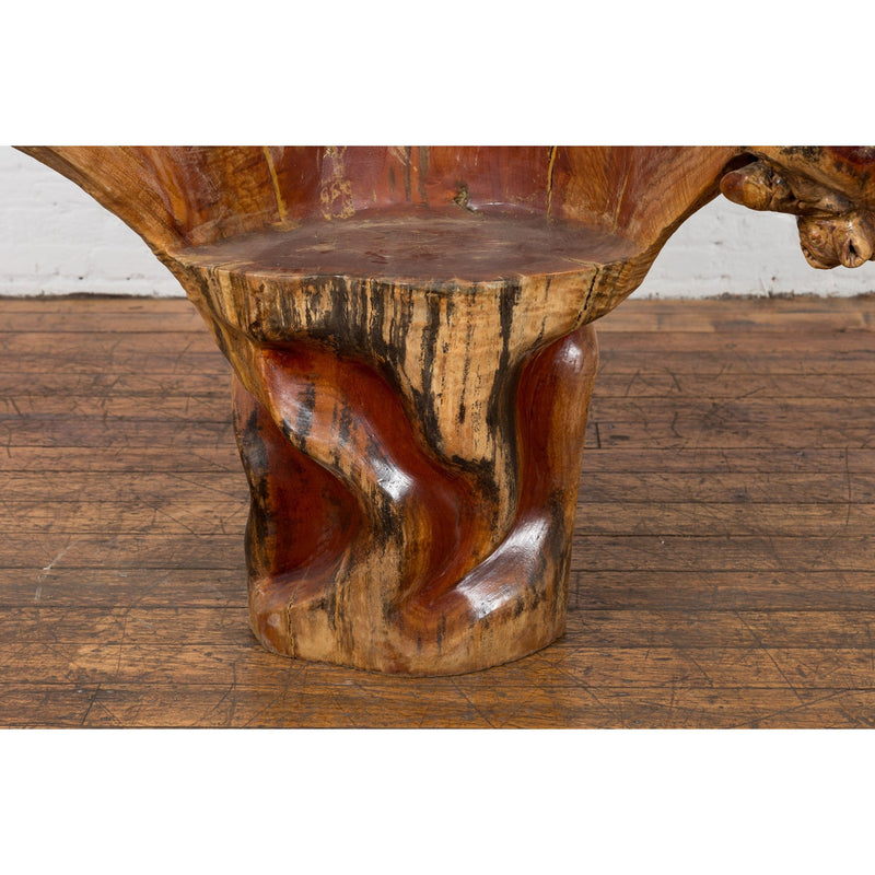 Vintage Chinese Hand Crafted Camphor Wood Root Chair with Light Varnish-YN2455-8. Asian & Chinese Furniture, Art, Antiques, Vintage Home Décor for sale at FEA Home