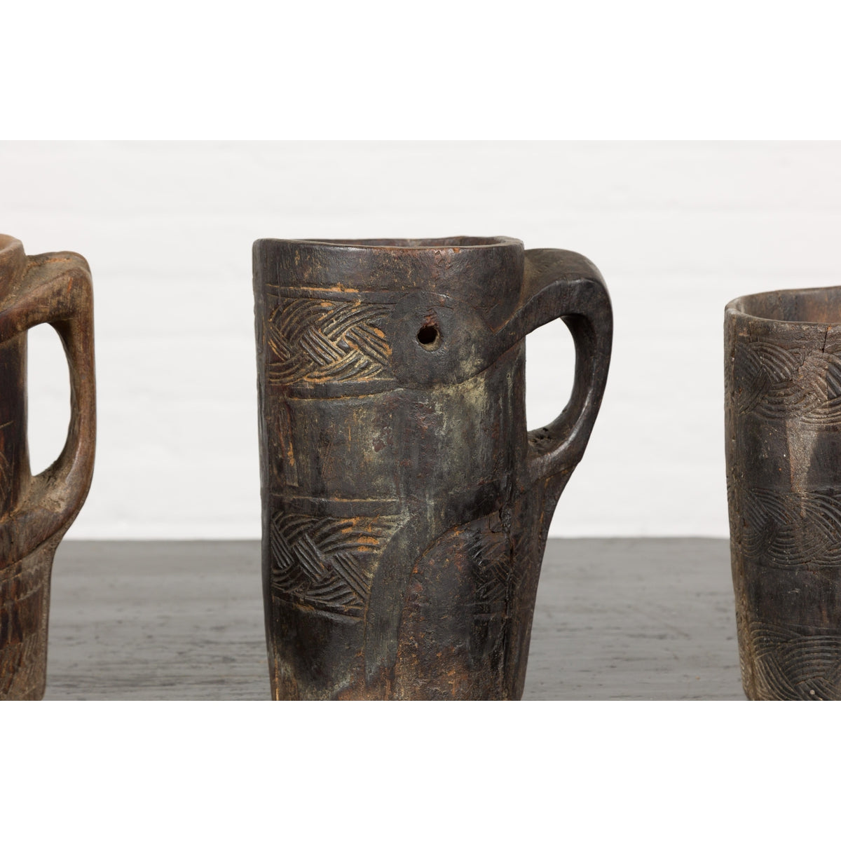 19th Century Naga Milk Jugs with Carved Décor and Rustic Character, Sold Each-10. Asian &amp; Chinese Furniture, Art, Antiques, Vintage Home Décor for sale at FEA Home
