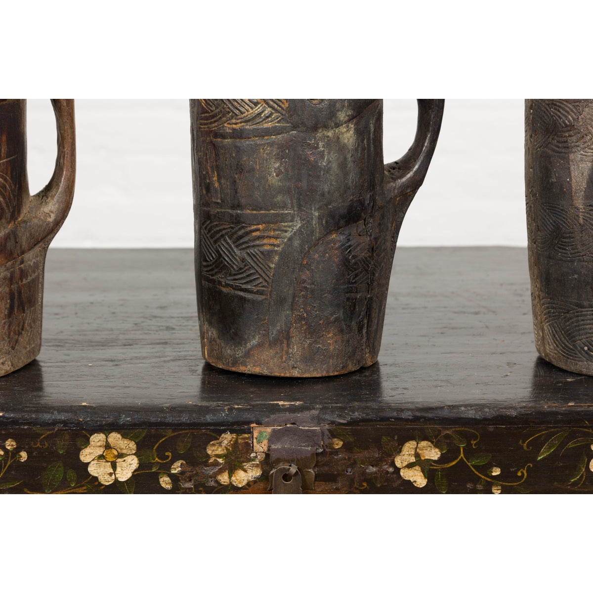 19th Century Naga Milk Jugs with Carved Décor and Rustic Character, Sold Each-11. Asian &amp; Chinese Furniture, Art, Antiques, Vintage Home Décor for sale at FEA Home