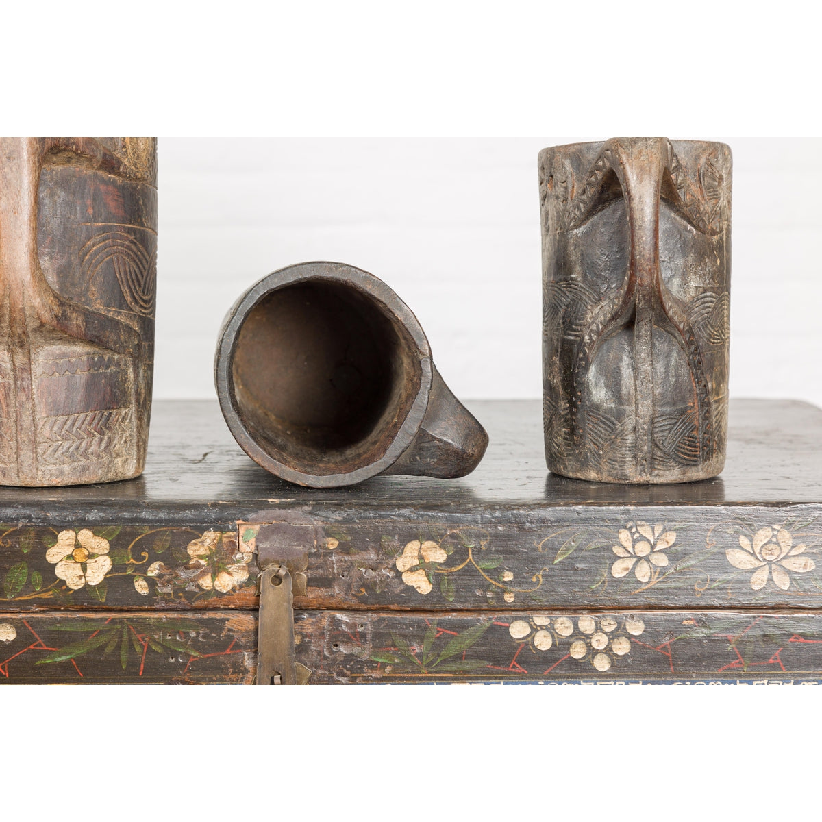 19th Century Naga Milk Jugs with Carved Décor and Rustic Character, Sold Each-17. Asian &amp; Chinese Furniture, Art, Antiques, Vintage Home Décor for sale at FEA Home