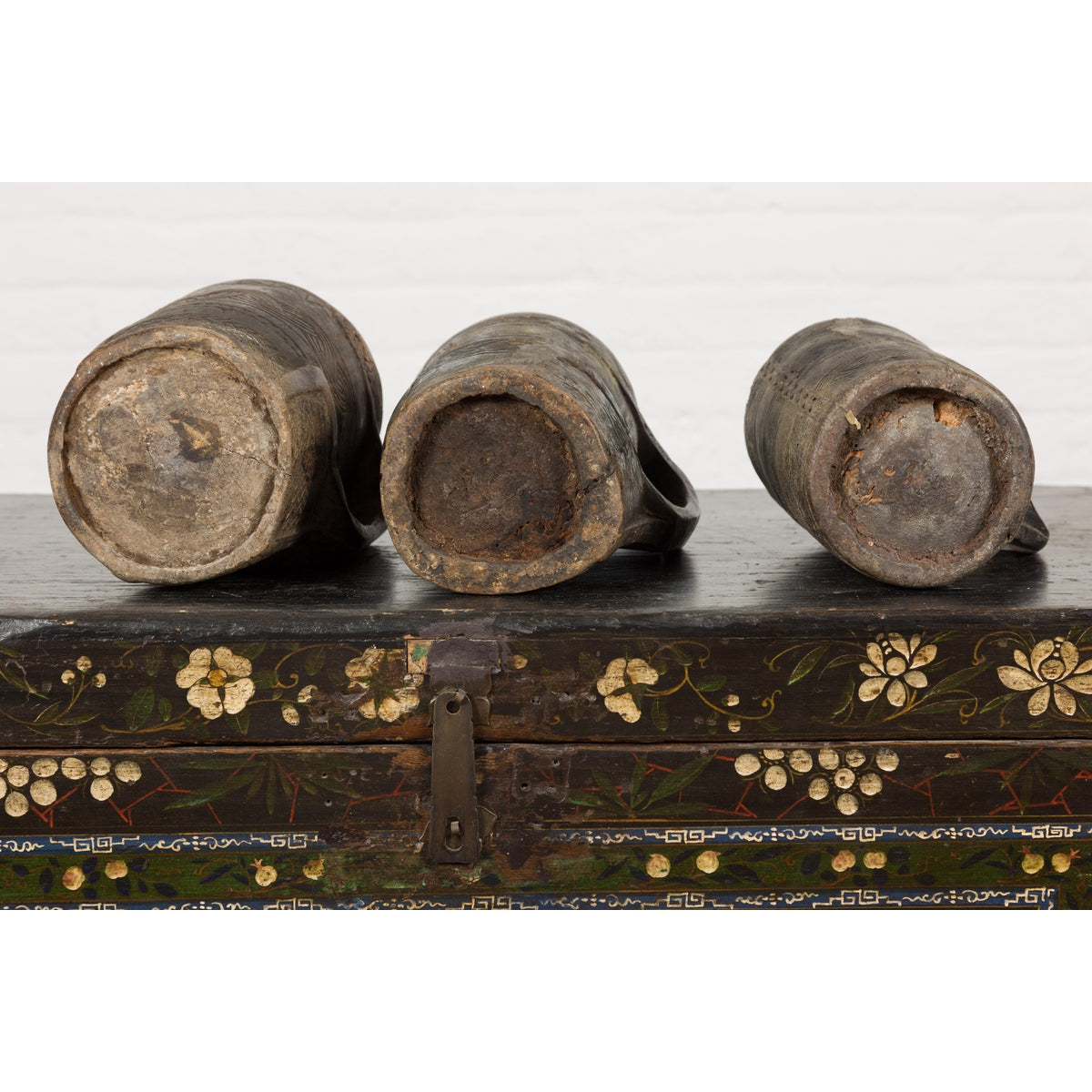 19th Century Naga Milk Jugs with Carved Décor and Rustic Character, Sold Each-19. Asian &amp; Chinese Furniture, Art, Antiques, Vintage Home Décor for sale at FEA Home