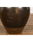 Thai Brown Glazed Ceramic Vase with Loop Handles and Cream Dotted Décor-10. Asian & Chinese Furniture, Art, Antiques, Vintage Home Décor for sale at FEA Home