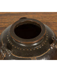 Thai Brown Glazed Ceramic Vase with Loop Handles and Cream Dotted Décor-11. Asian & Chinese Furniture, Art, Antiques, Vintage Home Décor for sale at FEA Home