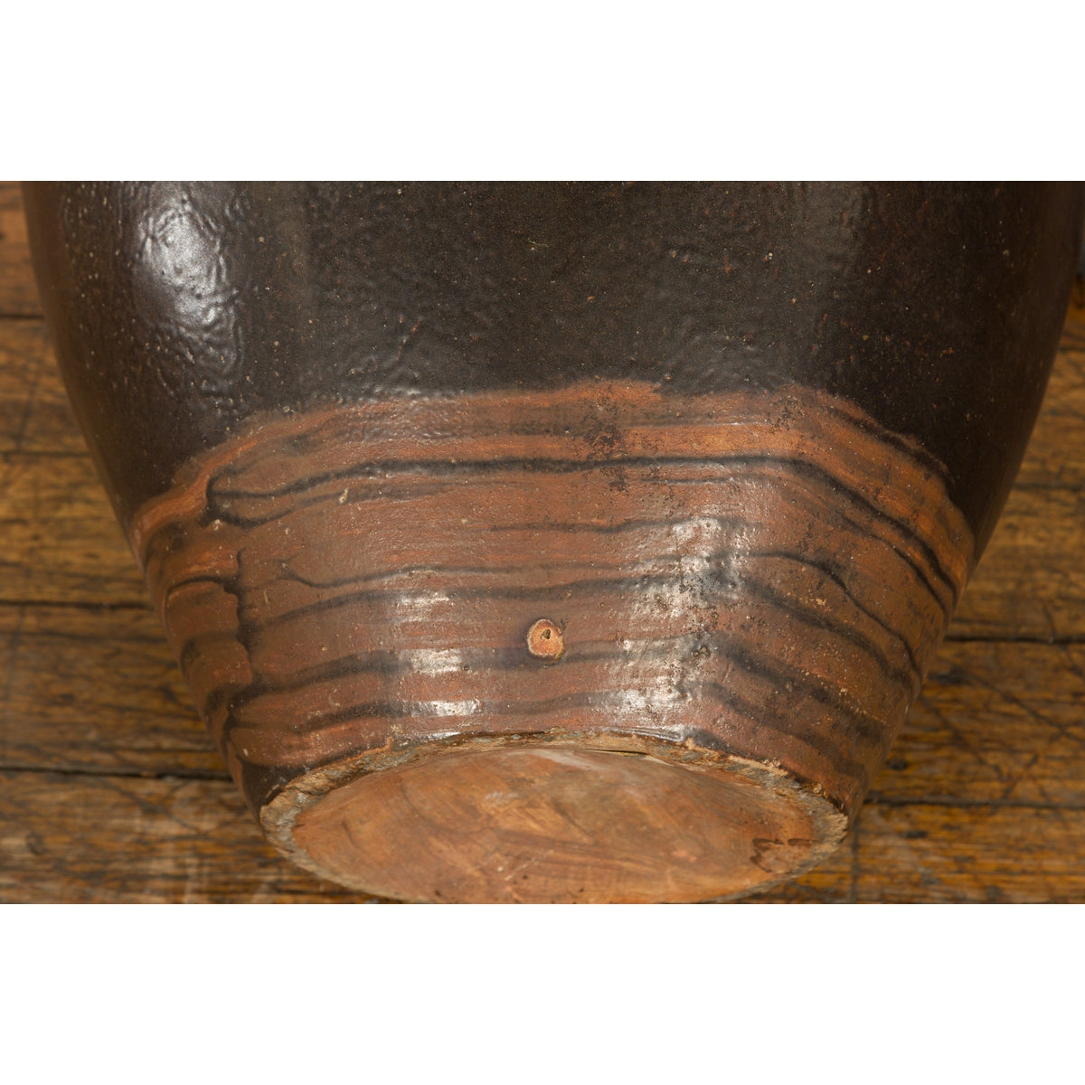 Thai Brown Glazed Ceramic Vase with Loop Handles and Cream Dotted Décor-17. Asian &amp; Chinese Furniture, Art, Antiques, Vintage Home Décor for sale at FEA Home