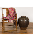 Thai Brown Glazed Ceramic Vase with Loop Handles and Cream Dotted Décor-3. Asian & Chinese Furniture, Art, Antiques, Vintage Home Décor for sale at FEA Home