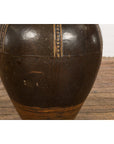 Thai Brown Glazed Ceramic Vase with Loop Handles and Cream Dotted Décor-9. Asian & Chinese Furniture, Art, Antiques, Vintage Home Décor for sale at FEA Home