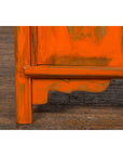 Chinese Late Qing Dynasty Elm Side Cabinet with Custom Orange Lacquer-10. Asian & Chinese Furniture, Art, Antiques, Vintage Home Décor for sale at FEA Home