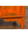 Chinese Late Qing Dynasty Elm Side Cabinet with Custom Orange Lacquer-11. Asian & Chinese Furniture, Art, Antiques, Vintage Home Décor for sale at FEA Home