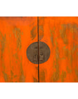 Chinese Late Qing Dynasty Elm Side Cabinet with Custom Orange Lacquer-12. Asian & Chinese Furniture, Art, Antiques, Vintage Home Décor for sale at FEA Home