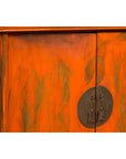 Chinese Late Qing Dynasty Elm Side Cabinet with Custom Orange Lacquer-13. Asian & Chinese Furniture, Art, Antiques, Vintage Home Décor for sale at FEA Home