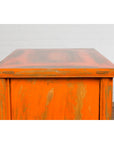Chinese Late Qing Dynasty Elm Side Cabinet with Custom Orange Lacquer-15. Asian & Chinese Furniture, Art, Antiques, Vintage Home Décor for sale at FEA Home