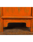 Chinese Late Qing Dynasty Elm Side Cabinet with Custom Orange Lacquer-16. Asian & Chinese Furniture, Art, Antiques, Vintage Home Décor for sale at FEA Home