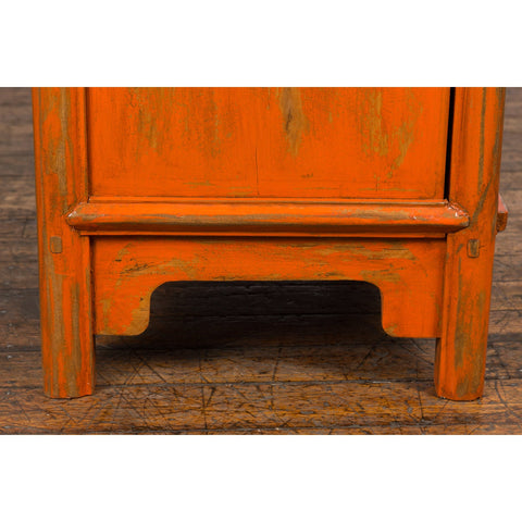 Chinese Late Qing Dynasty Elm Side Cabinet with Custom Orange Lacquer-YN2589-16. Asian & Chinese Furniture, Art, Antiques, Vintage Home Décor for sale at FEA Home