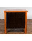 Chinese Late Qing Dynasty Elm Side Cabinet with Custom Orange Lacquer-17. Asian & Chinese Furniture, Art, Antiques, Vintage Home Décor for sale at FEA Home