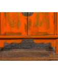 Chinese Late Qing Dynasty Elm Side Cabinet with Custom Orange Lacquer-7. Asian & Chinese Furniture, Art, Antiques, Vintage Home Décor for sale at FEA Home