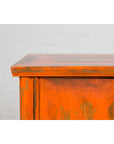 Chinese Late Qing Dynasty Elm Side Cabinet with Custom Orange Lacquer-8. Asian & Chinese Furniture, Art, Antiques, Vintage Home Décor for sale at FEA Home