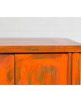 Chinese Late Qing Dynasty Elm Side Cabinet with Custom Orange Lacquer-9. Asian & Chinese Furniture, Art, Antiques, Vintage Home Décor for sale at FEA Home