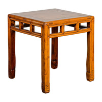 Late Qing Dynasty Period Side Table with Pillar Strut Motifs and Scroll Feet