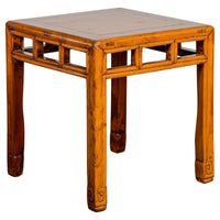 Late Qing Dynasty Period Side Table with Pillar Strut Motifs and Scroll Feet