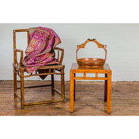 Late Qing Dynasty Period Side Table with Pillar Strut Motifs and Scroll Feet