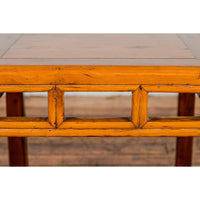 Late Qing Dynasty Period Side Table with Pillar Strut Motifs and Scroll Feet