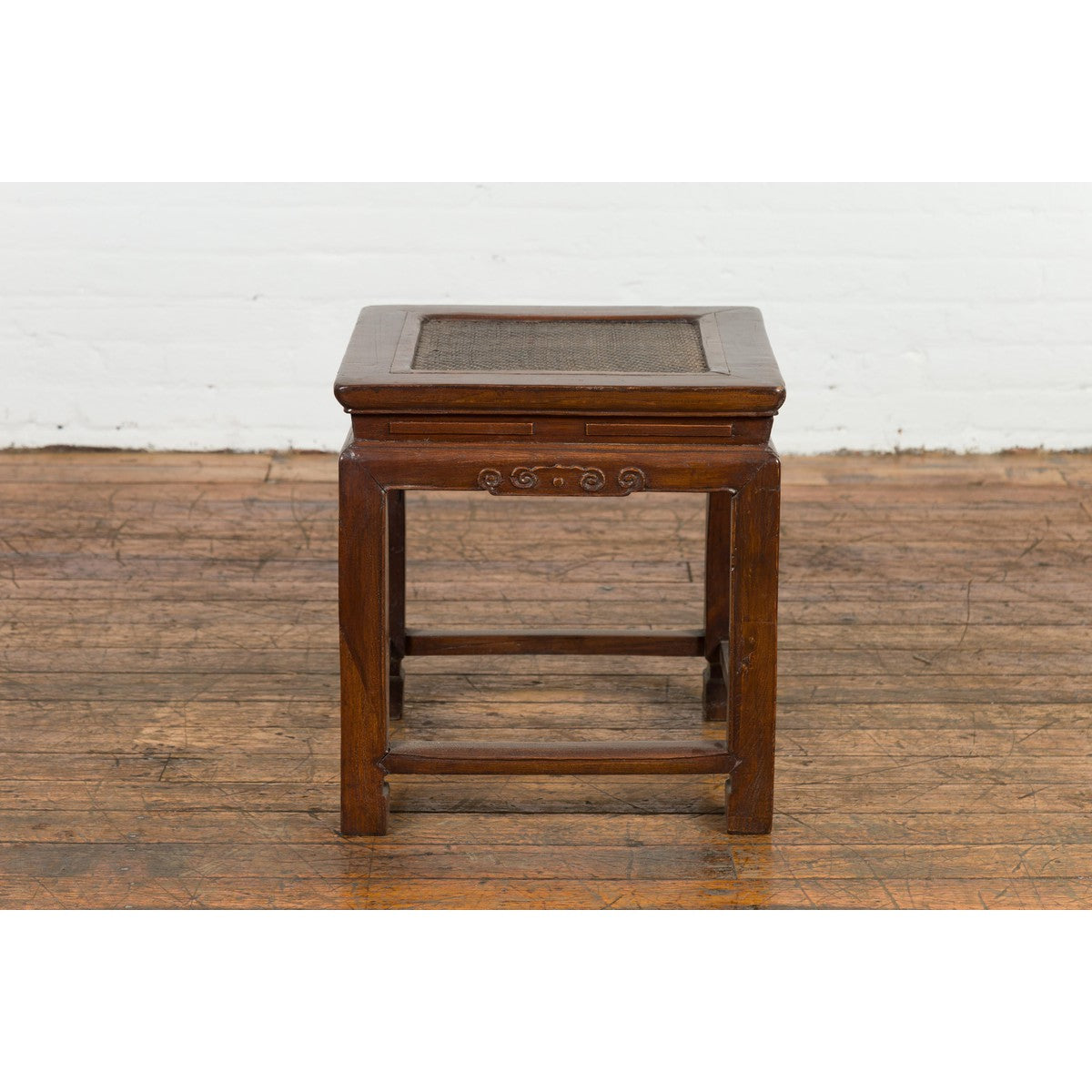 Side Table with Rattan Inset Top, Carved Apron and Horsehoof Feet-18. Asian &amp; Chinese Furniture, Art, Antiques, Vintage Home Décor for sale at FEA Home