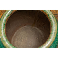 Large Round Deep Green Vintage Planter-YN2636-10. Asian & Chinese Furniture, Art, Antiques, Vintage Home Décor for sale at FEA Home