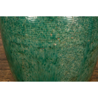 Large Round Deep Green Vintage Planter-YN2636-8. Asian & Chinese Furniture, Art, Antiques, Vintage Home Décor for sale at FEA Home