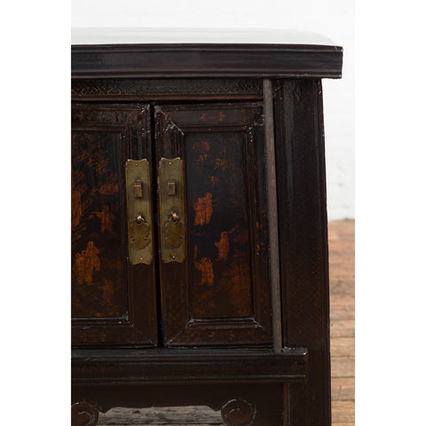 19th Century Chinese Antique Lacquered Bedside Cabinet